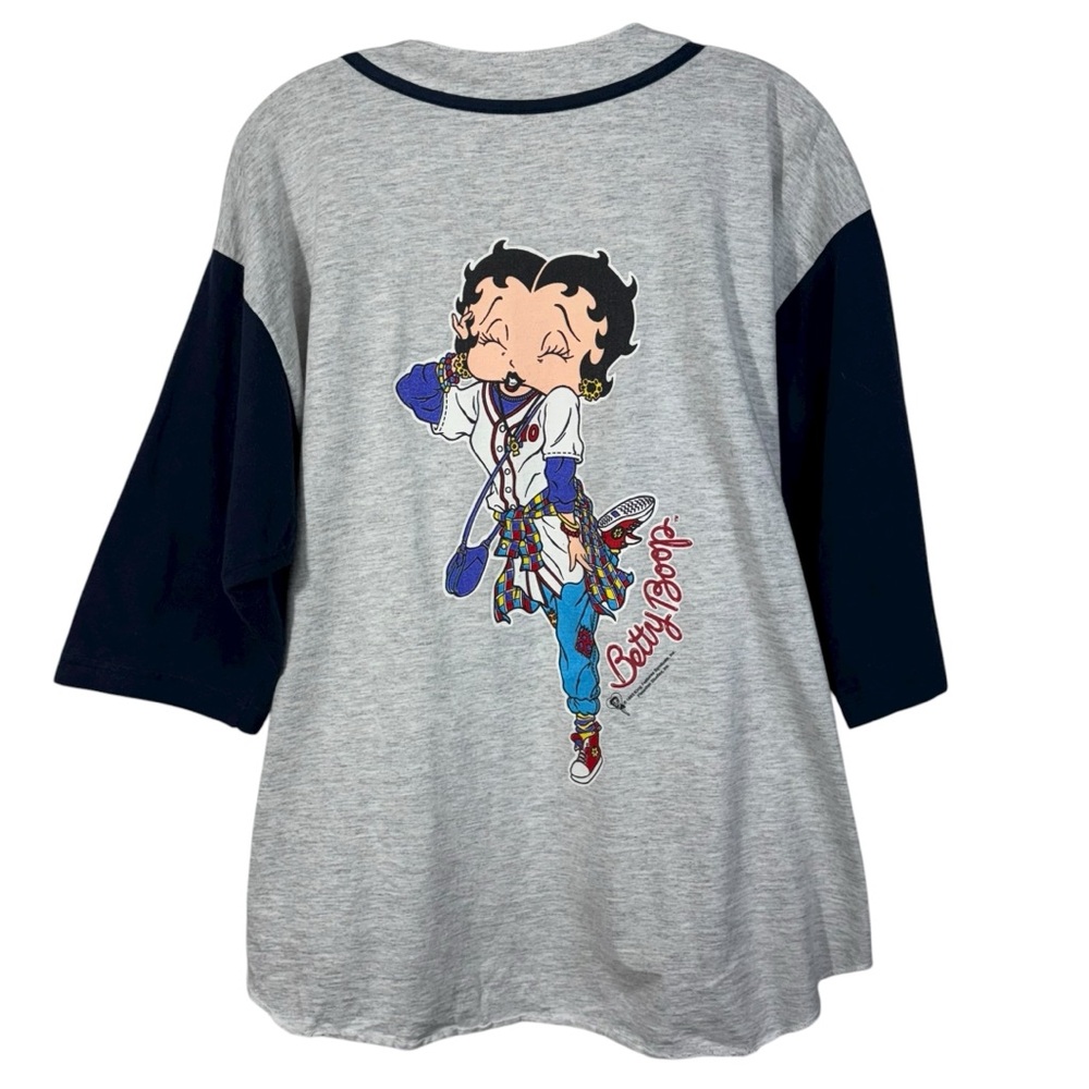 Vintage 1993 Betty Boop Button Down Baseball T-Shirt Unisex Streetwear Large L